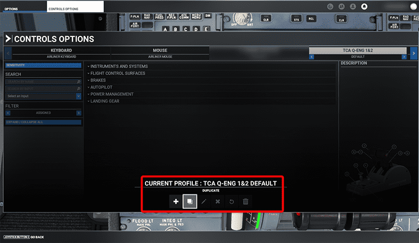 MSFS Duplicate Controller Profile